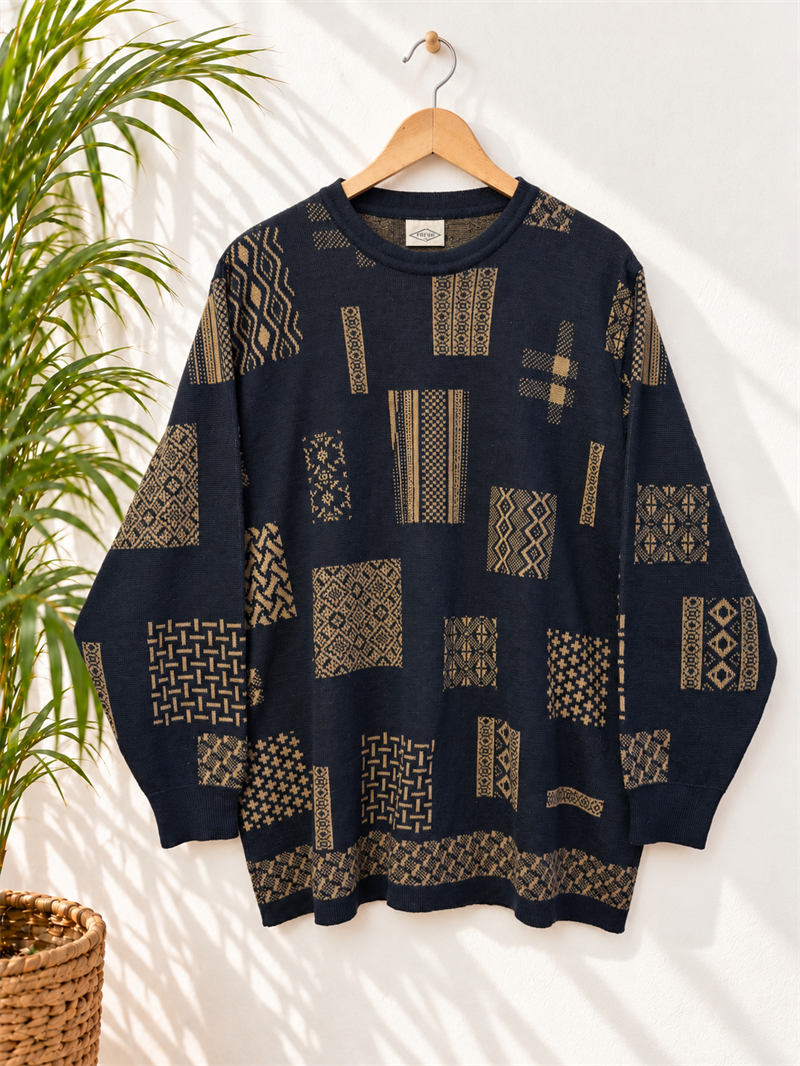 Patchwork Efektli Oversize Kazak