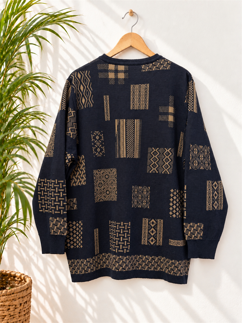 Patchwork Efektli Oversize Kazak