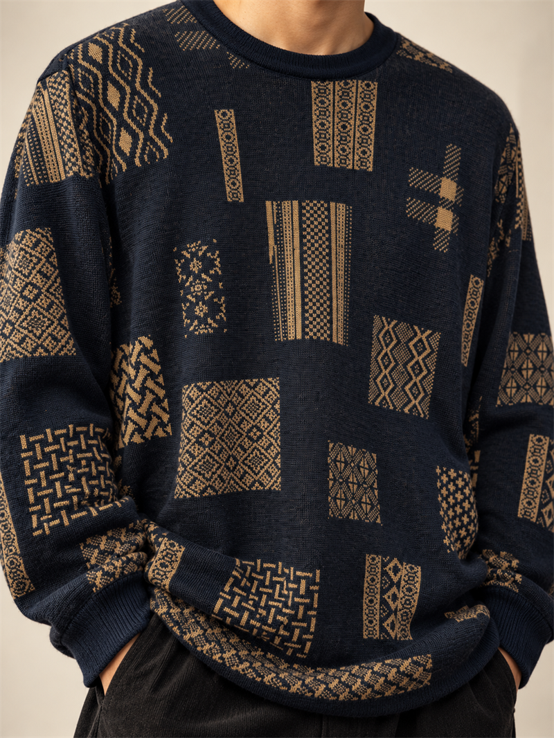 Patchwork Efektli Oversize Kazak