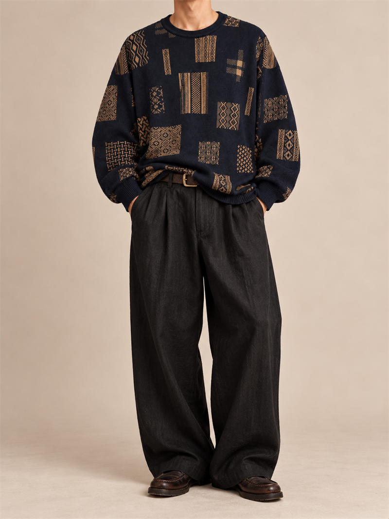 Patchwork Efektli Oversize Kazak