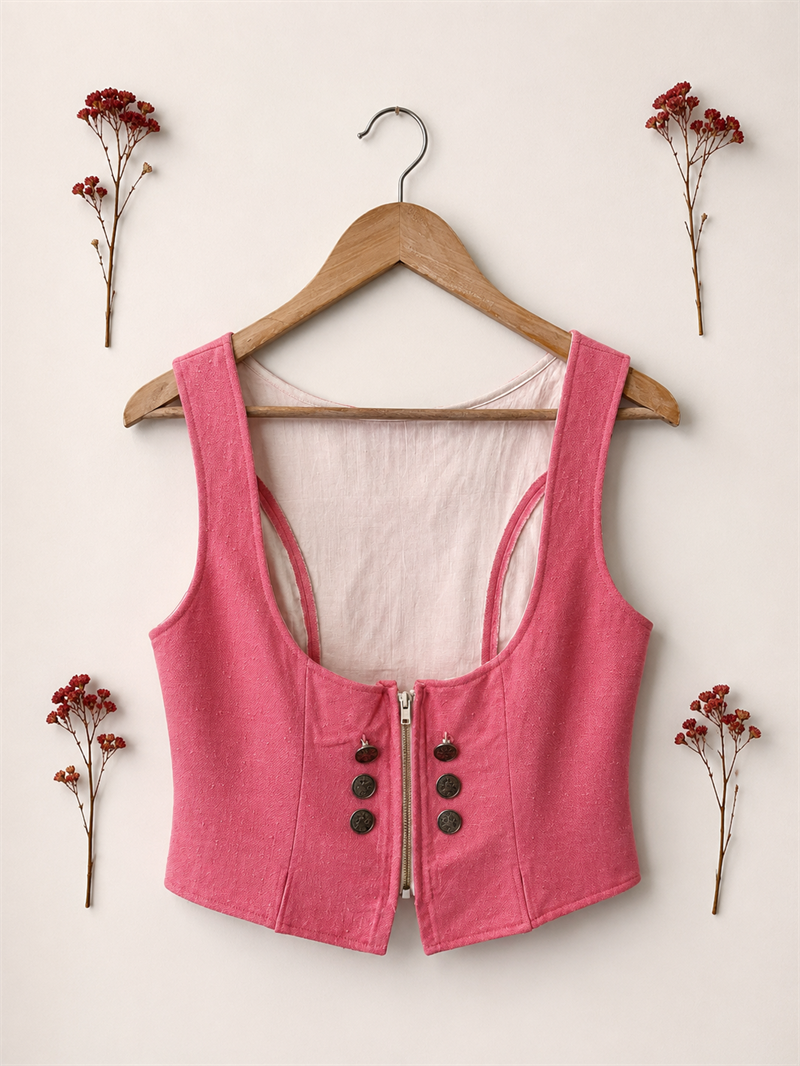 Pink Linen Pink Yelek