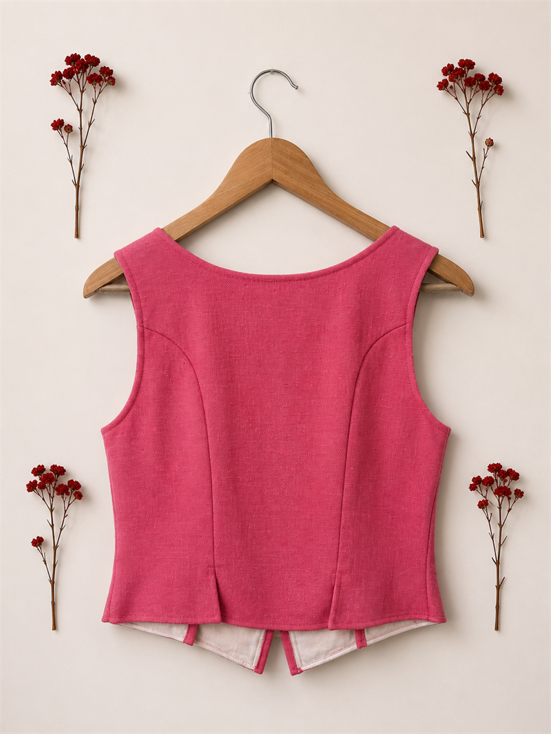 Pink Linen Pink Yelek