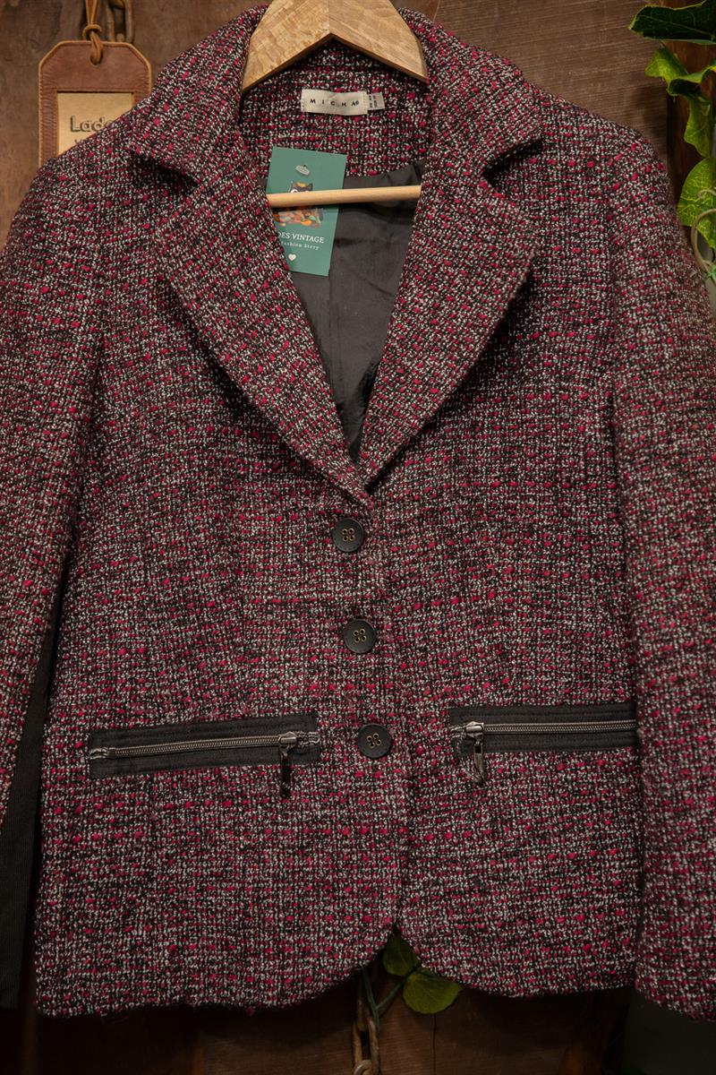 Pink Old Money Kısa Wool Ceket