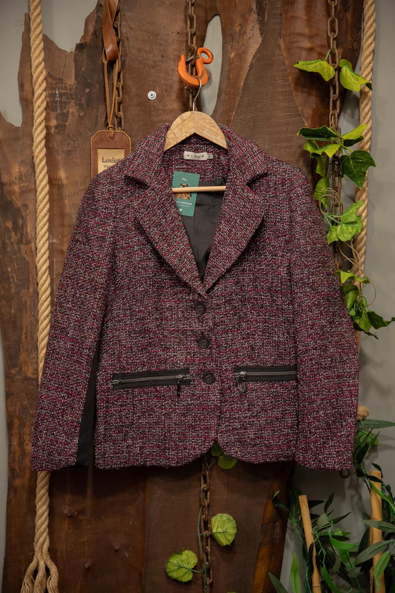 Pink Old Money Kısa Wool Ceket