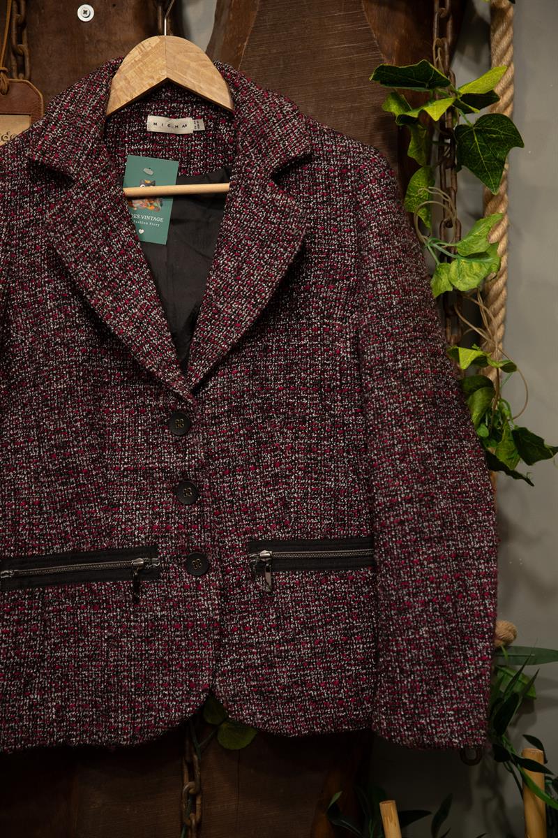 Pink Old Money Kısa Wool Ceket