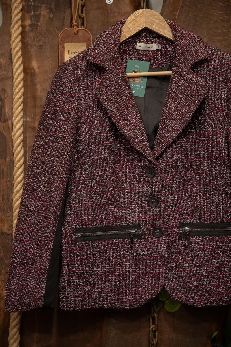 Pink Old Money Kısa Wool Ceket