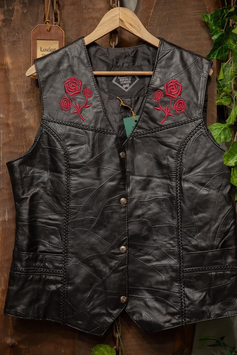 Plate Rose 80s Vest Deri Yelek