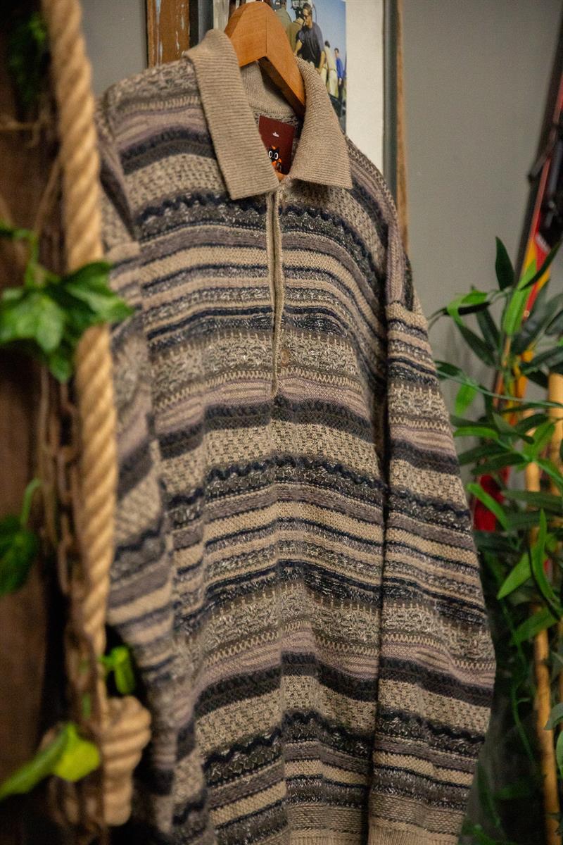 Polo Yaka Bej Wool Kazak