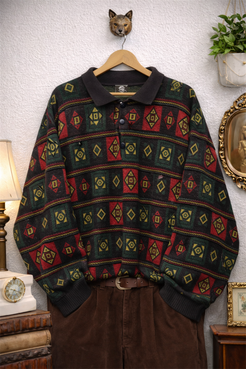 Polo Yaka Etnik Kazak