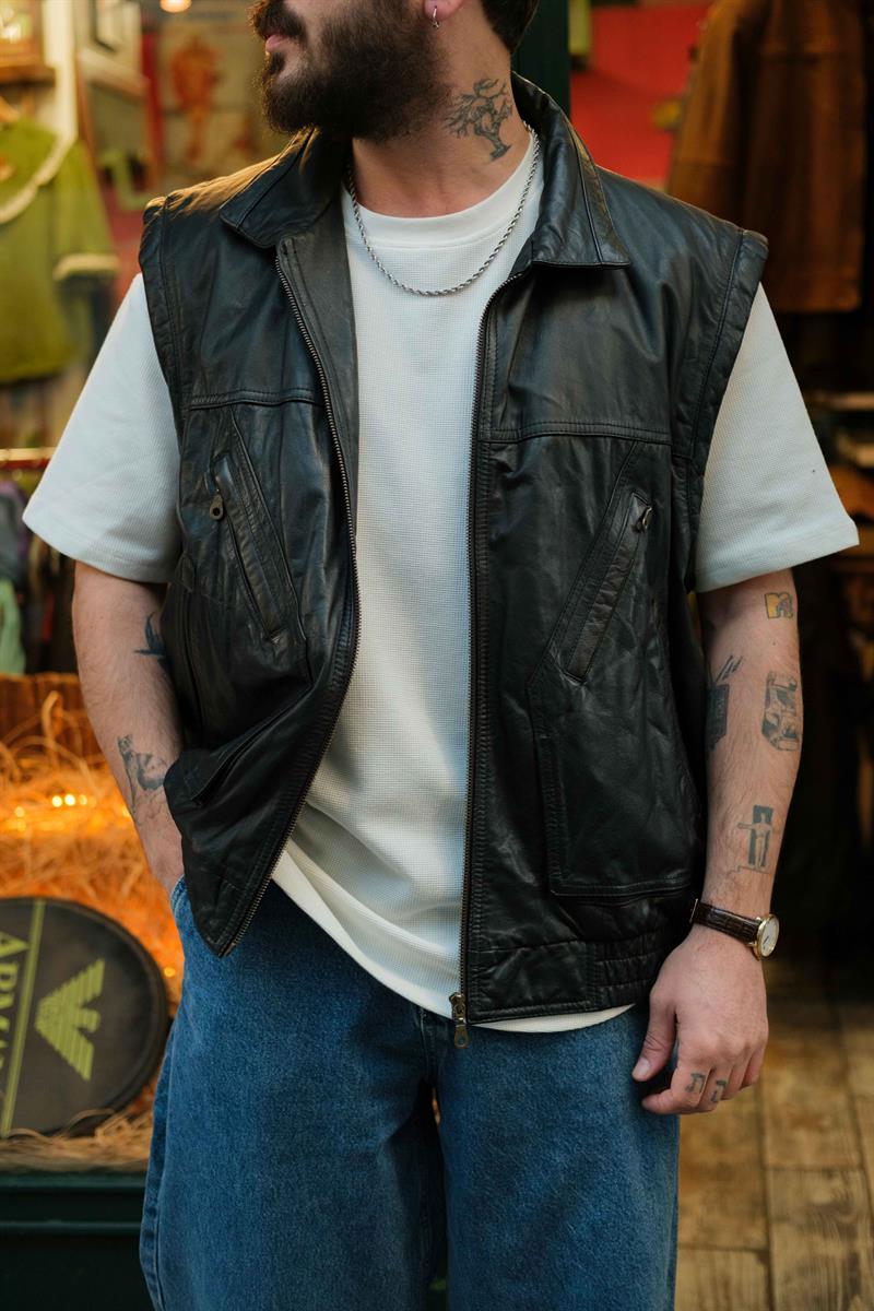 Prince Leather Model Bomber Unisex Deri Yelek