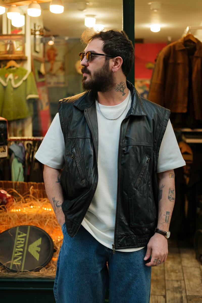 Prince Leather Model Bomber Unisex Deri Yelek