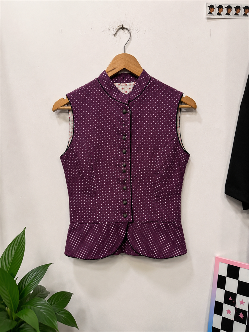 Purple Polka Vest Yelek