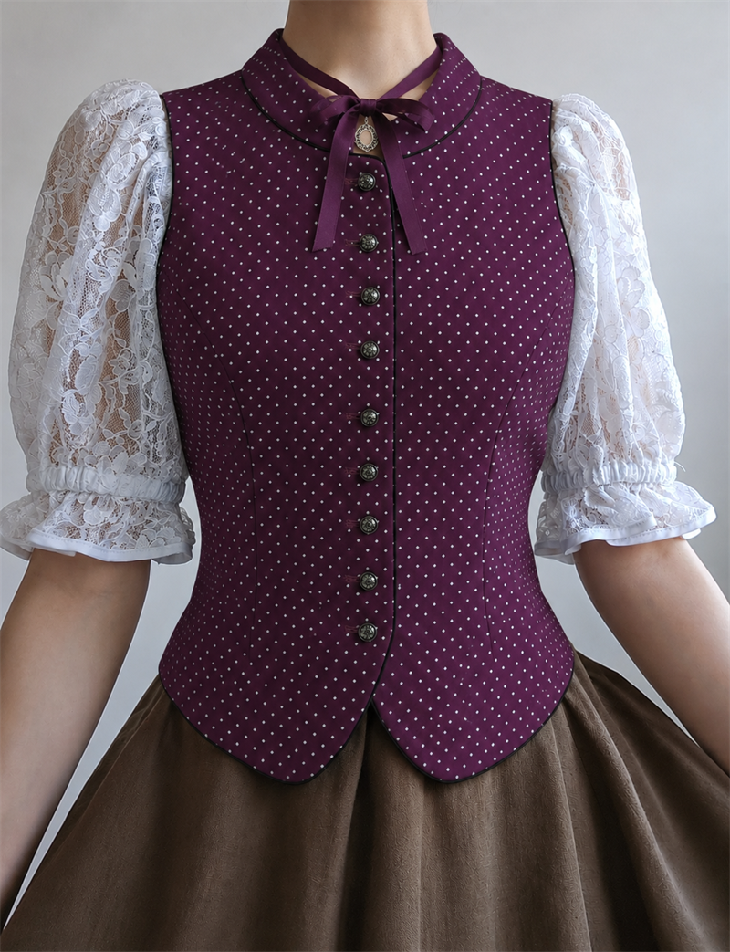 Purple Polka Vest Yelek