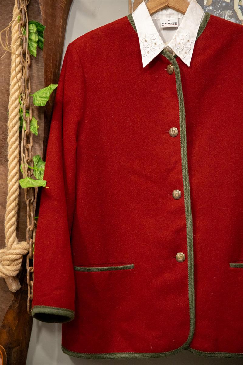 Ravishing Red Bavyera Yün Ceket