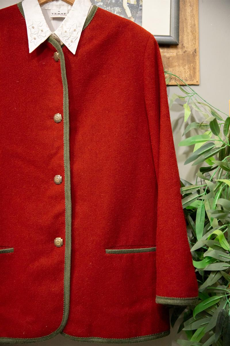 Ravishing Red Bavyera Yün Ceket