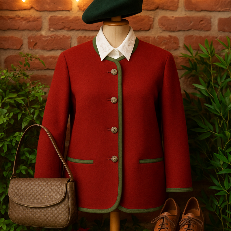 Ravishing Red Bavyera Yün Ceket