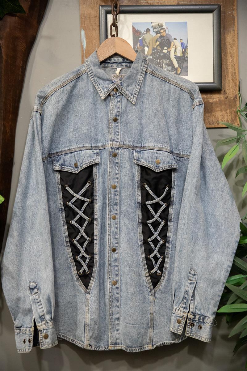 Rebel Lace Blue Denim Gömlek-Ceket