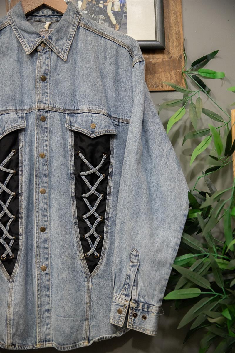 Rebel Lace Blue Denim Gömlek-Ceket