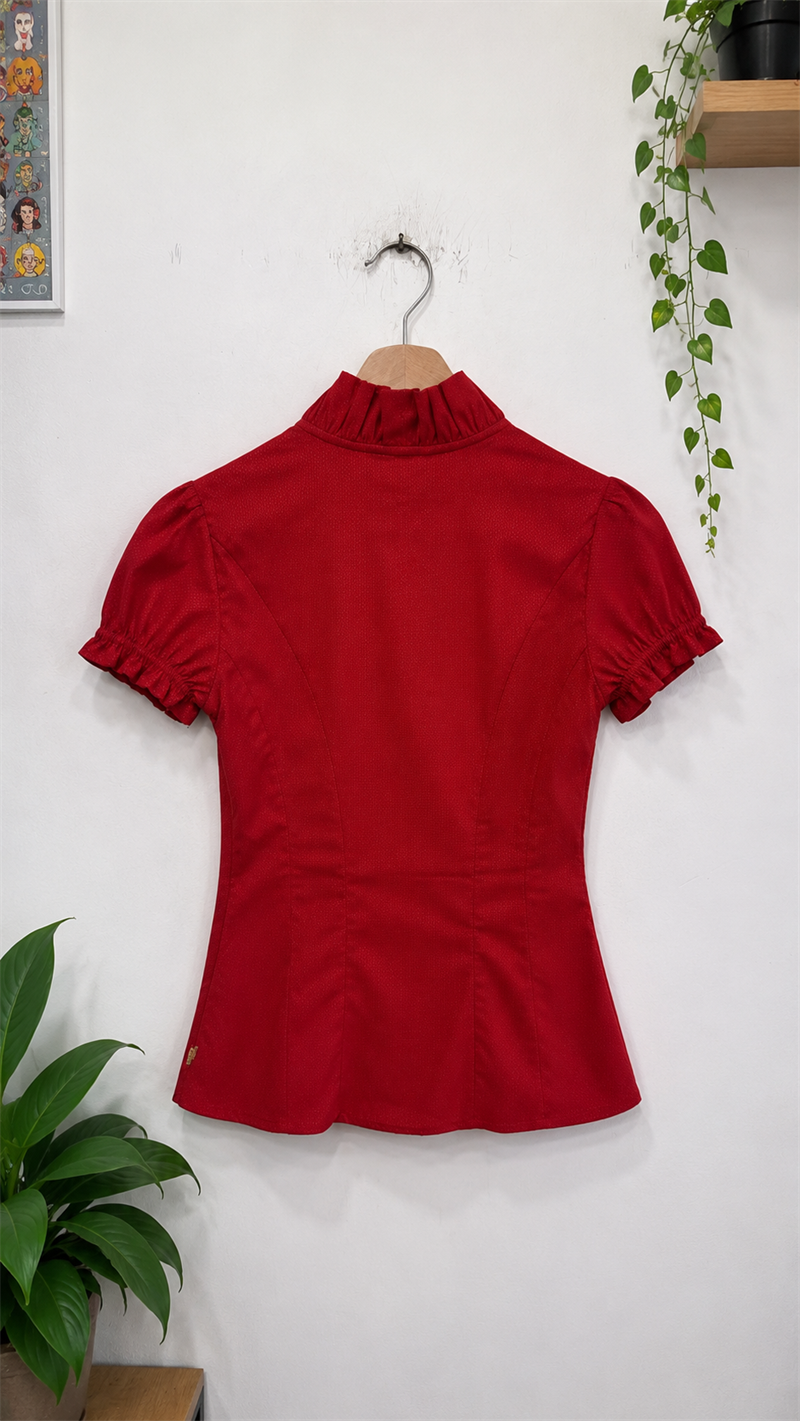 Red Fırfır Yakalı Bluz/Gömlek