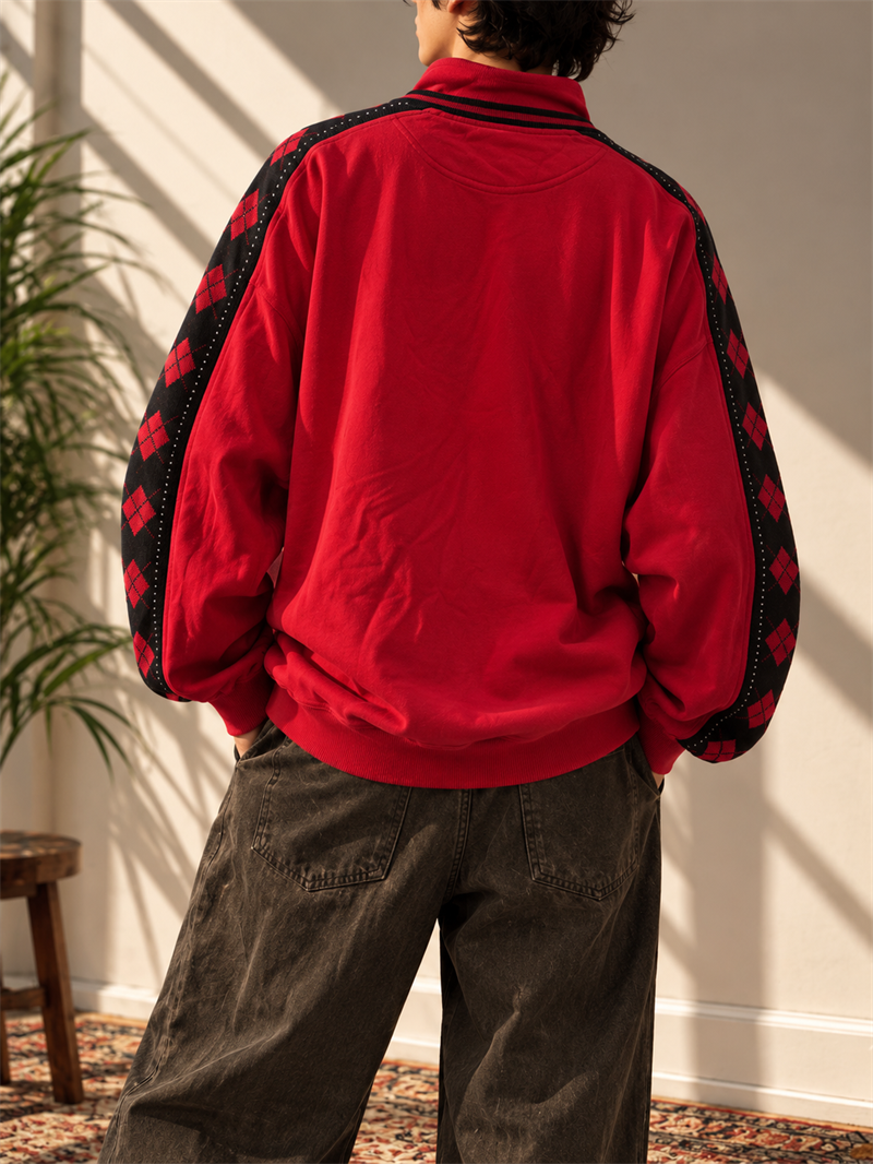 Red&Black Argyle Sweatshirt