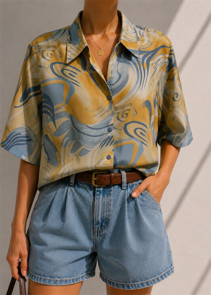 Resort/Aloha Klasik Geniş Yaka Gömlek