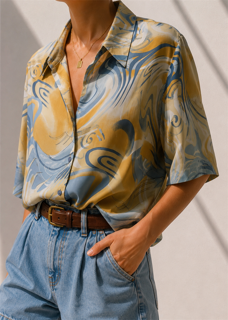 Resort/Aloha Klasik Geniş Yaka Gömlek