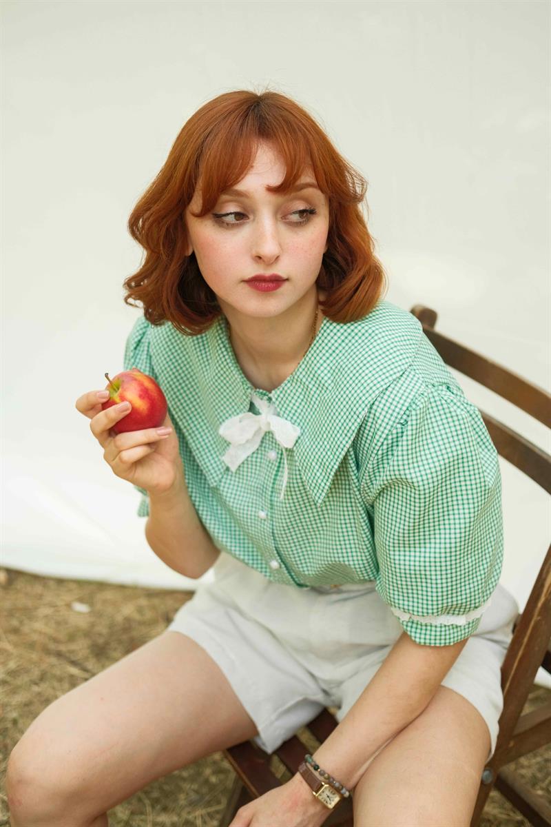 RETRO ALİCE WONDERLAND KADIN GÖMLEK