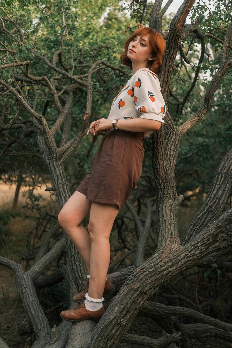 RETRO ALİCE WONDERLAND KADIN GÖMLEK