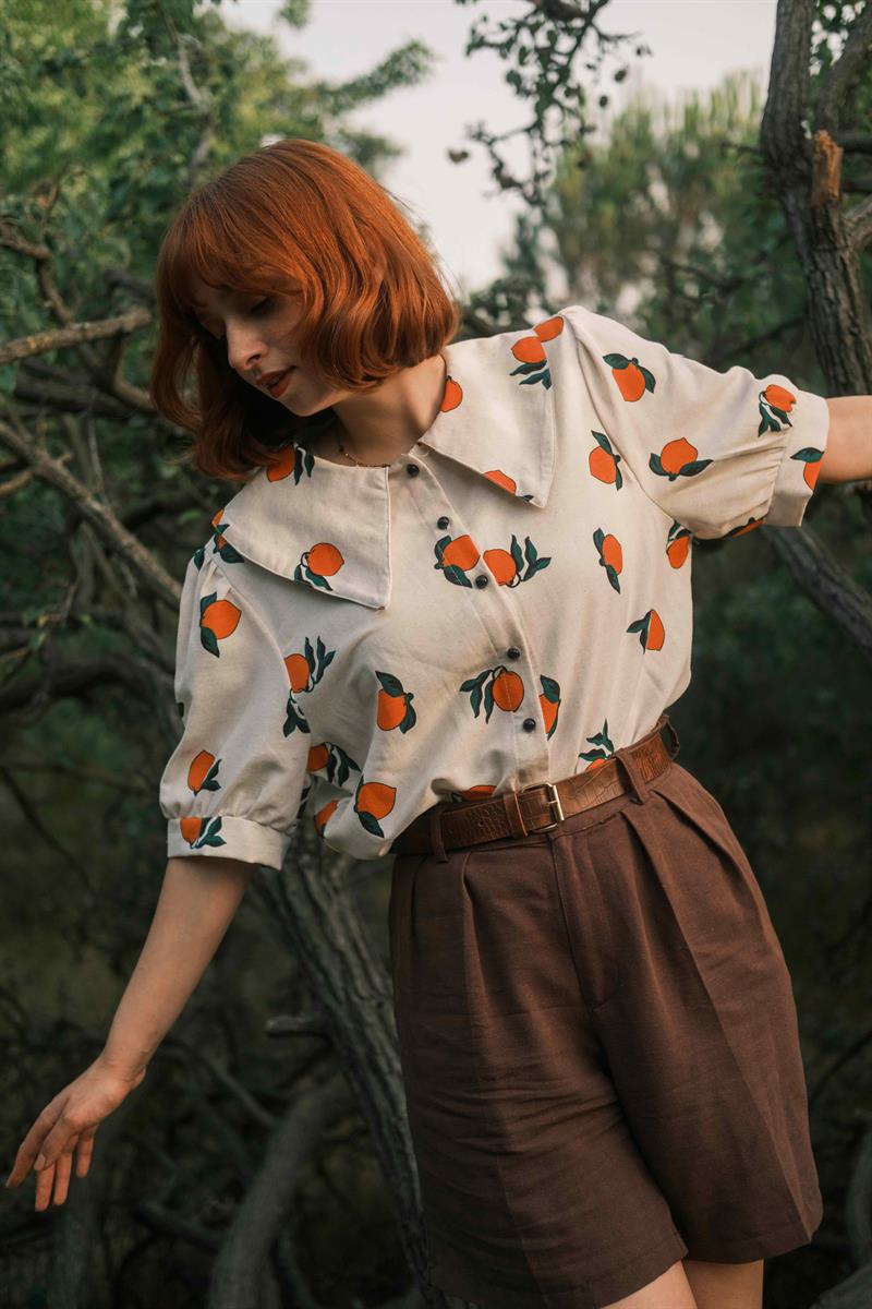 RETRO ALİCE WONDERLAND KADIN GÖMLEK