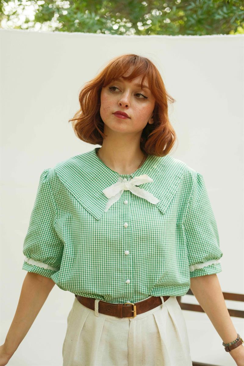 RETRO ALİCE WONDERLAND KADIN GÖMLEK