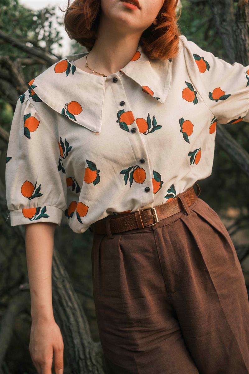 RETRO ALİCE WONDERLAND KADIN GÖMLEK