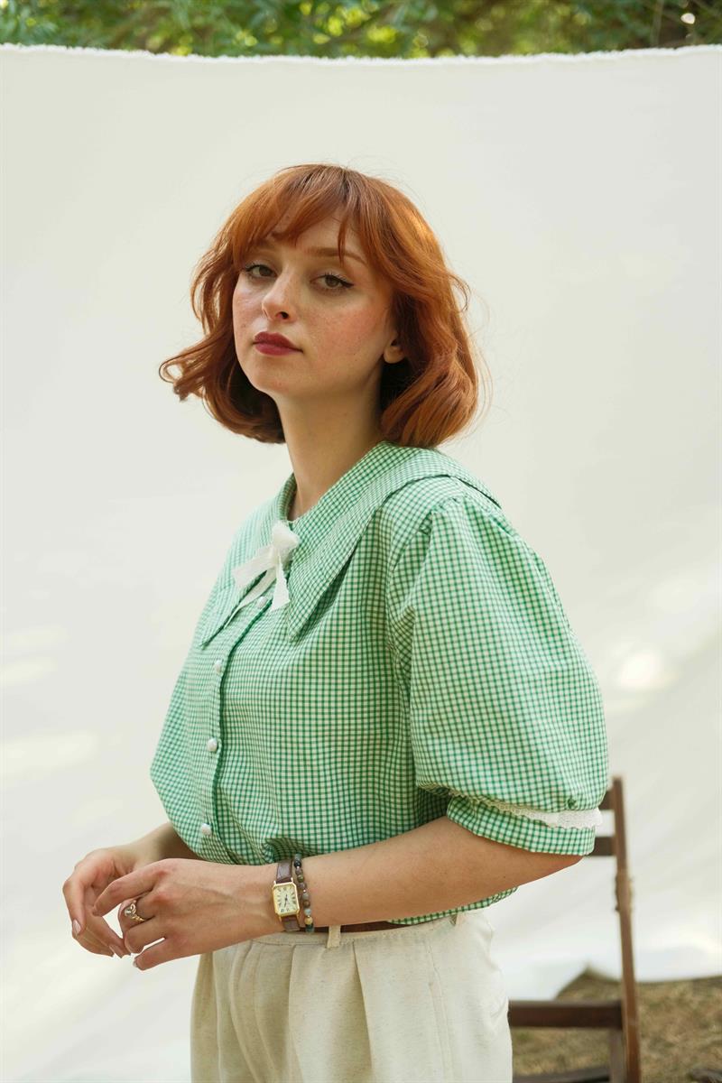 RETRO ALİCE WONDERLAND KADIN GÖMLEK