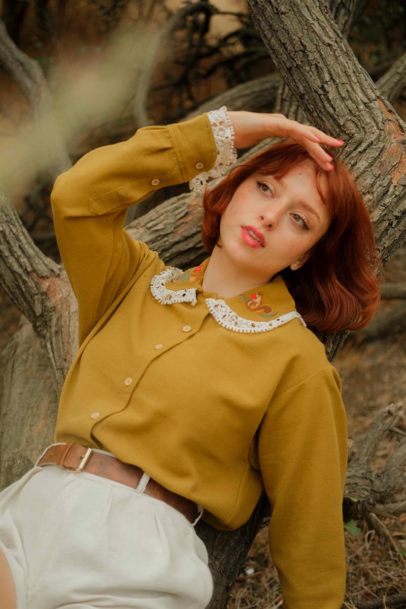 RETRO ALICE WONDERLAND KETEN GÖMLEK