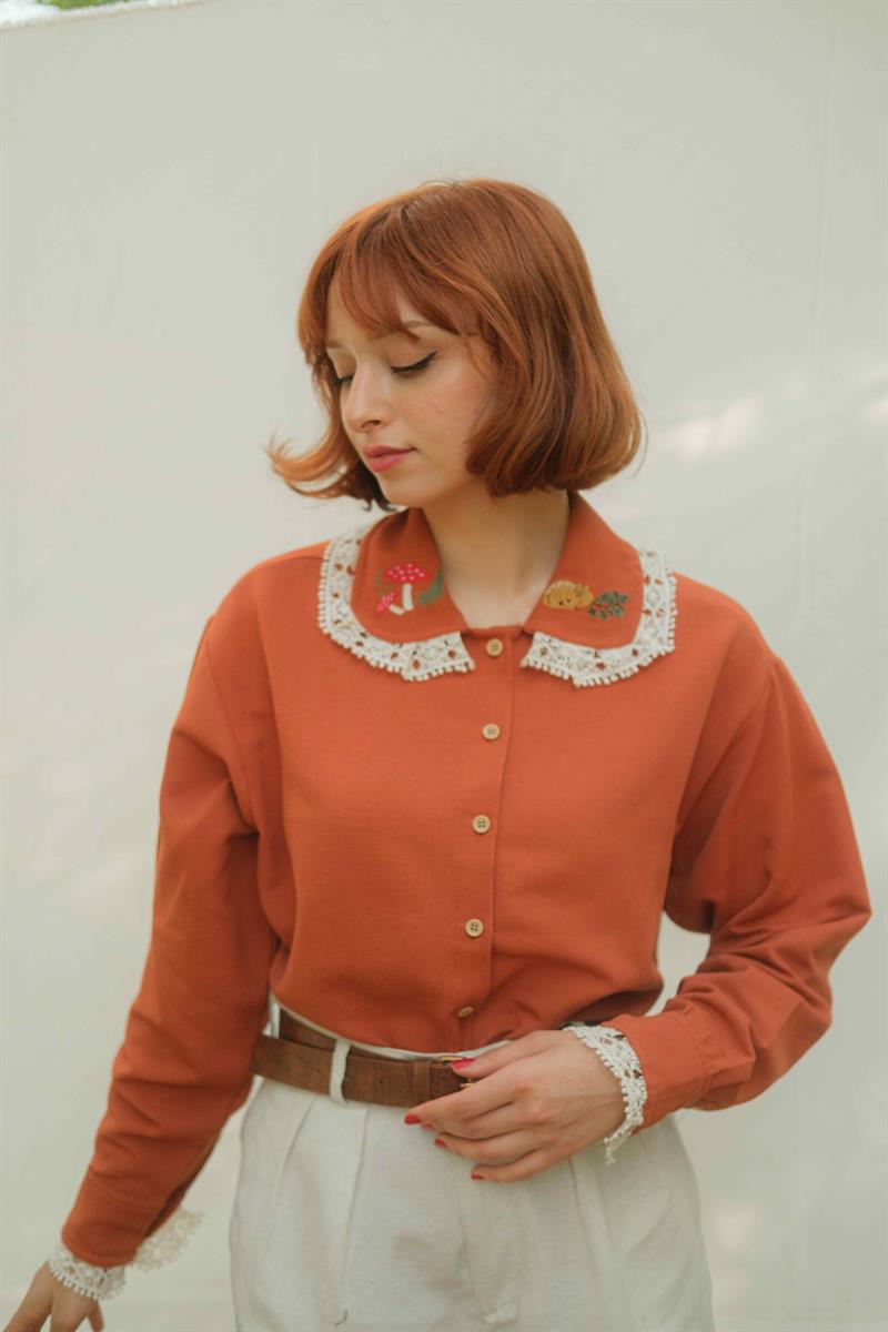 RETRO ALICE WONDERLAND KETEN GÖMLEK