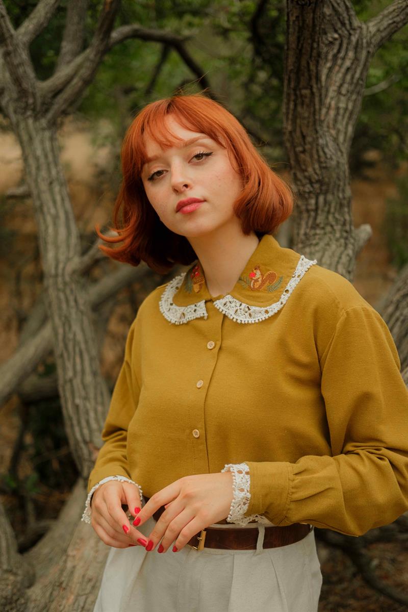 RETRO ALICE WONDERLAND KETEN GÖMLEK