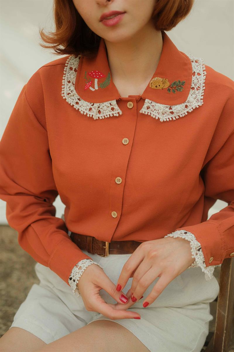 RETRO ALICE WONDERLAND KETEN GÖMLEK