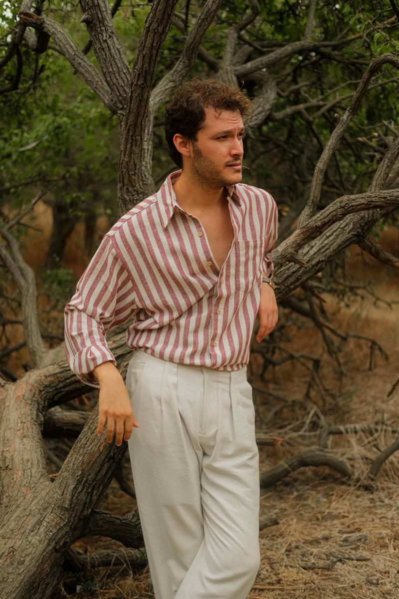 Retro Santorini Atelier Lades Keten Gömlek