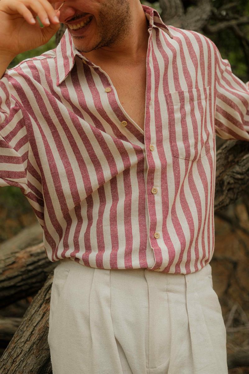 Retro Santorini Atelier Lades Keten Gömlek