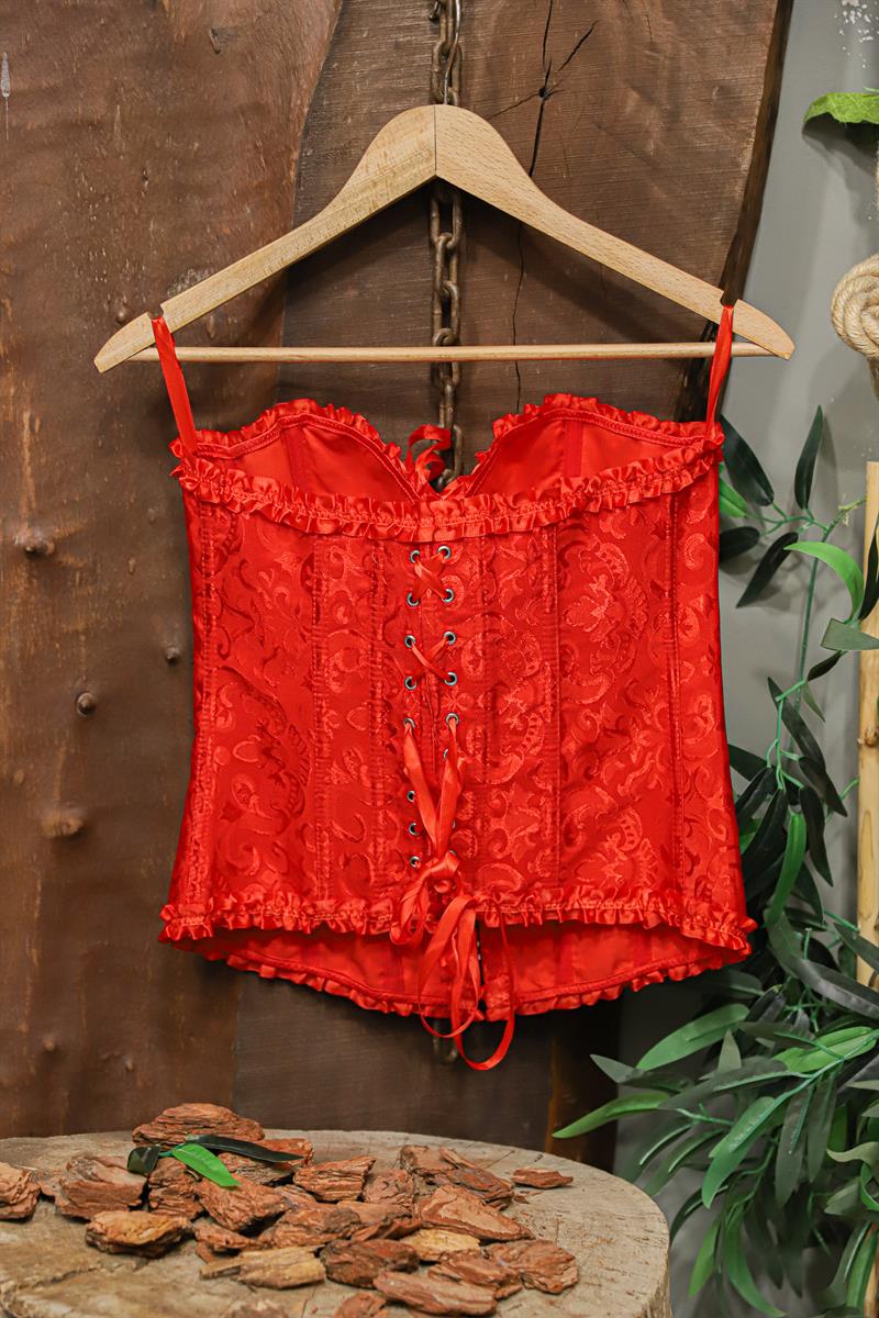 Romantic Red Saten Korse