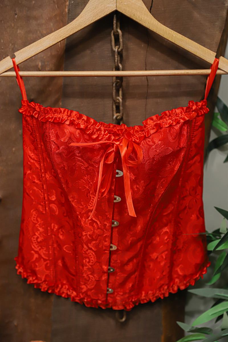 Romantic Red Saten Korse