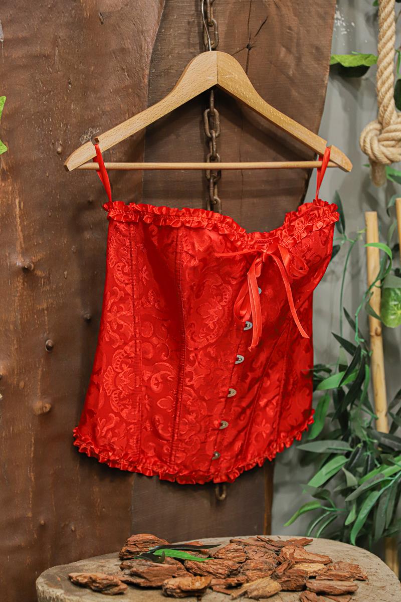 Romantic Red Saten Korse