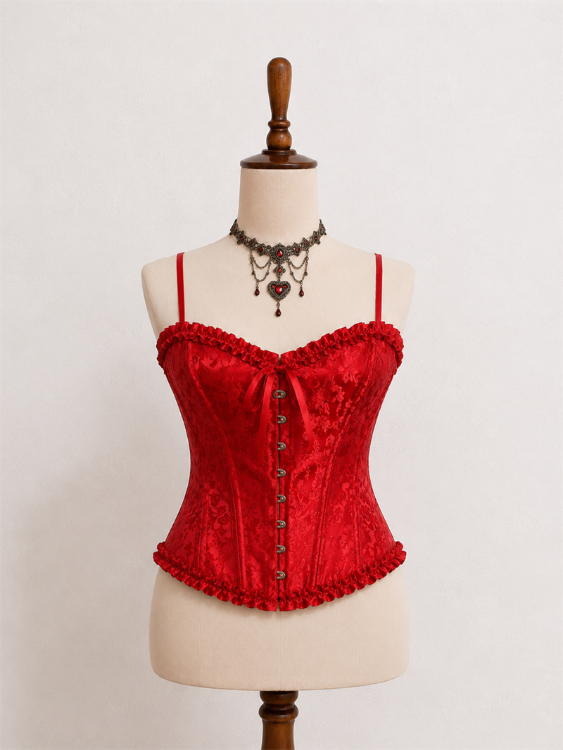 Romantic Red Saten Korse