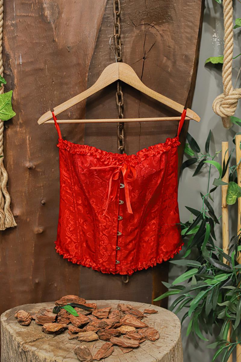 Romantic Red Saten Korse