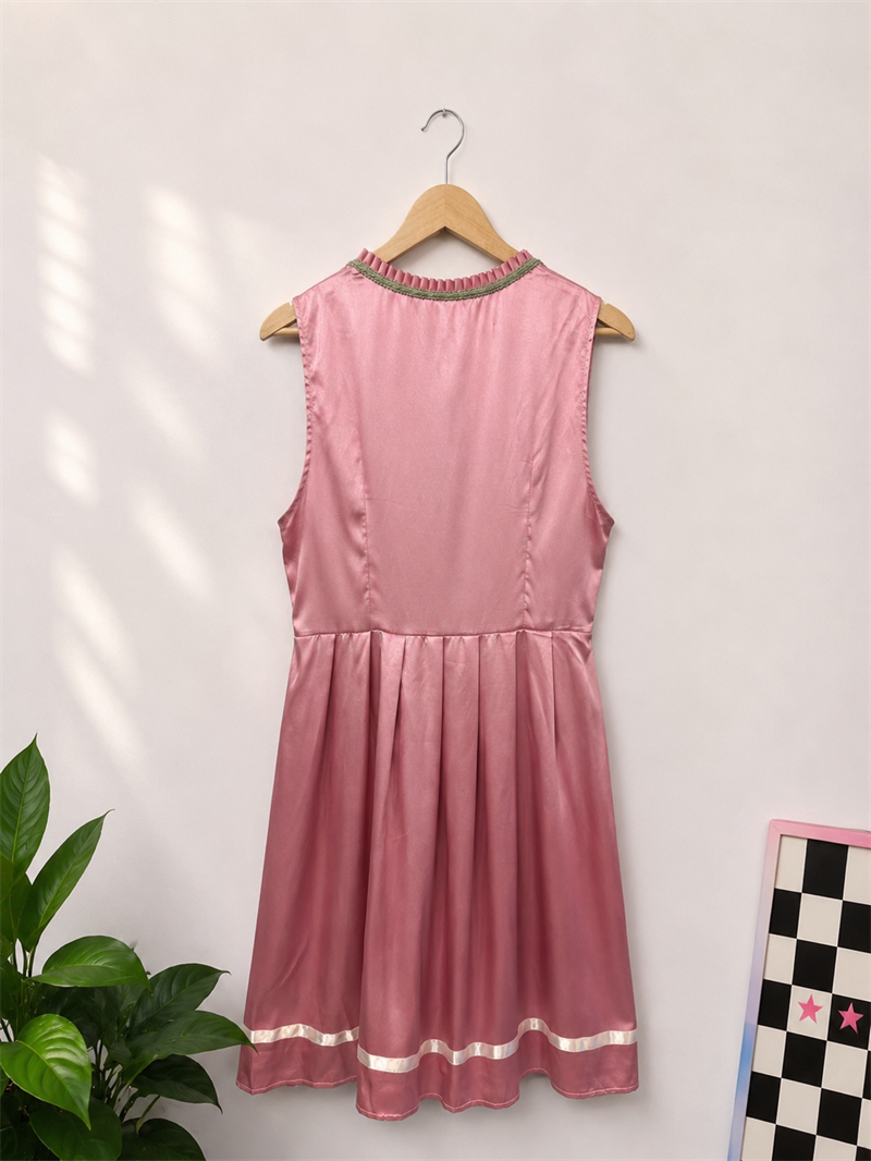 Romantik Pink Satin Elbise