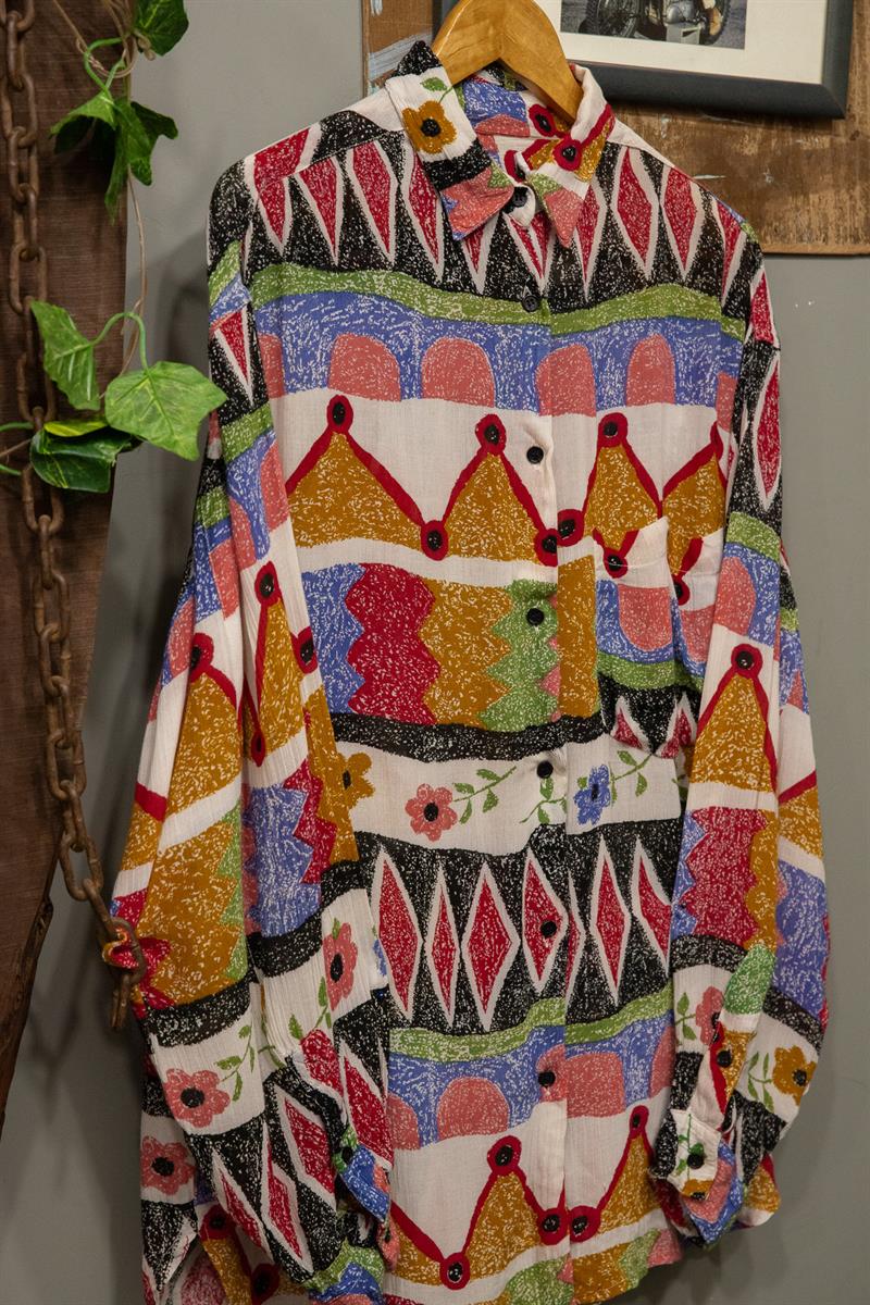 Salaş Kalıp Etnik 90s Gömlek