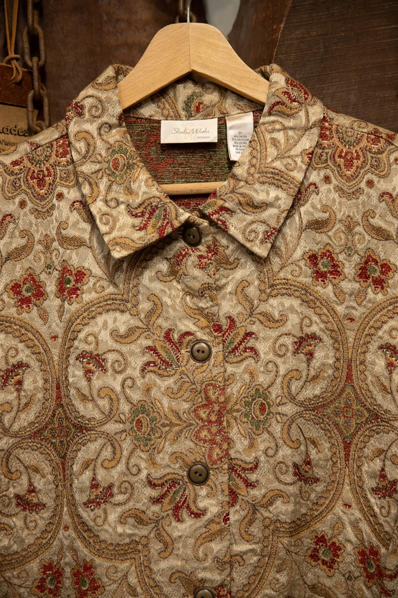 Shiniy Paisley 90s Parlak Ceket