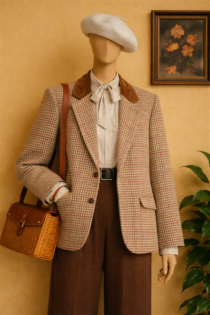 Süet Yaka Camel Blazer Ceket