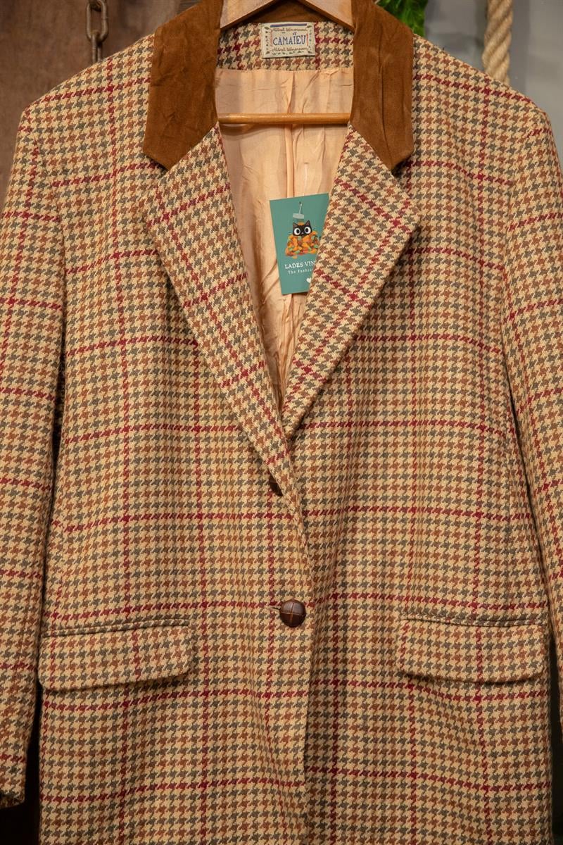 Süet Yaka Camel Blazer Ceket