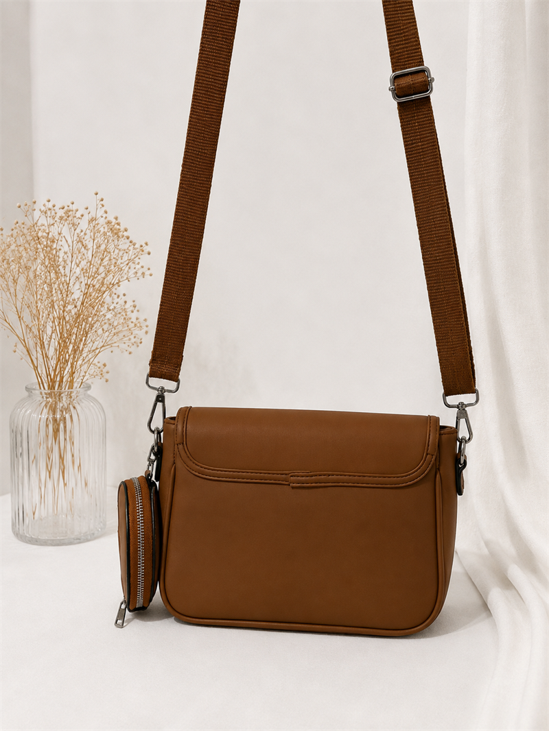 Taba/Camel Crossbody Bag Deri Çanta