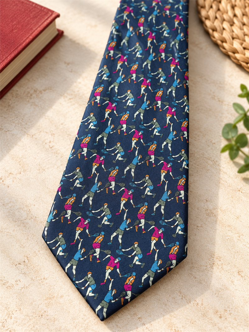 Tennis Graphic Preppy Kravat